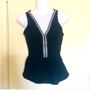 Black Sleeveless peplum Top with sequin Detail